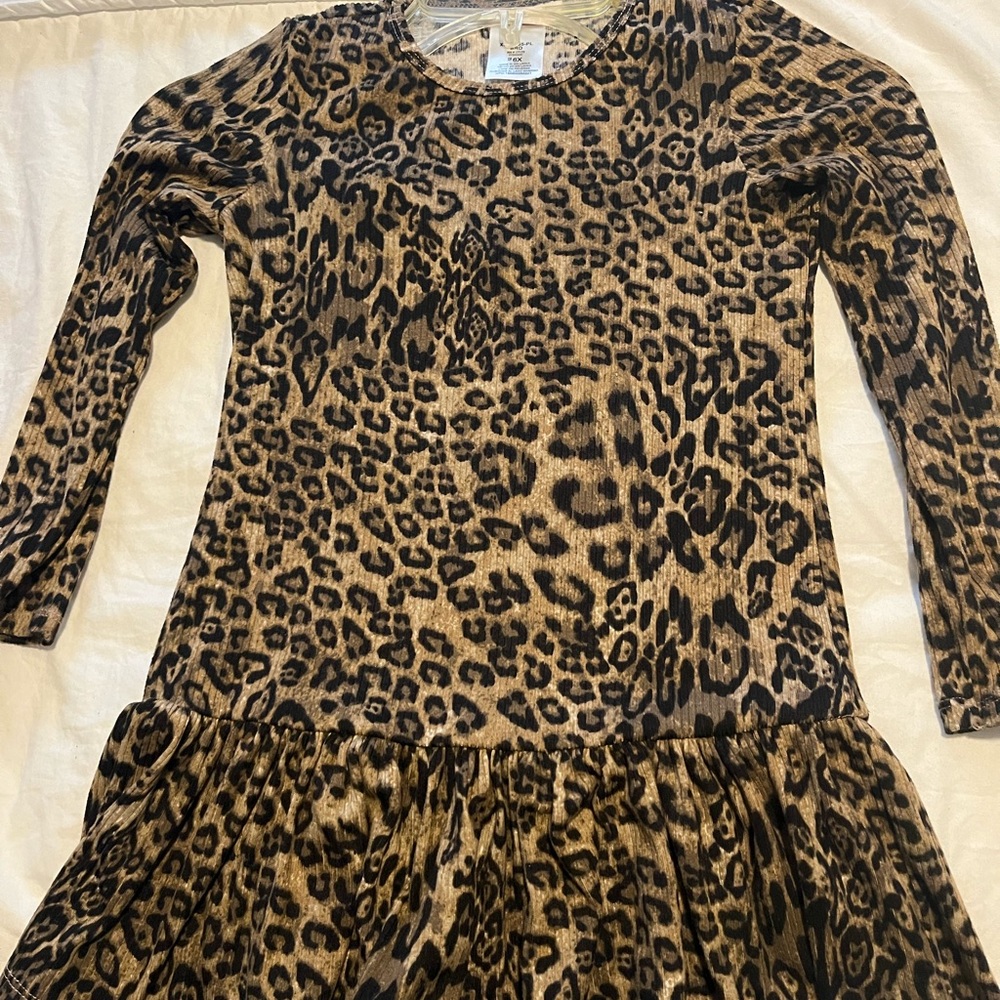 Leopard Print Long Sleeve Dress - Animal Print